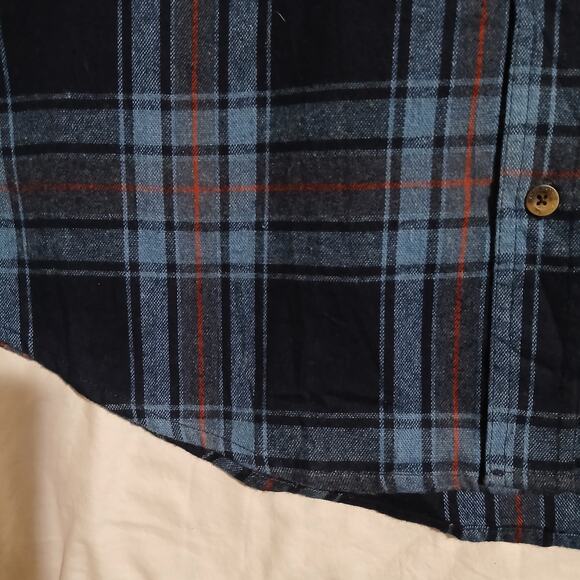 SMITH'S Work Wear Men's XL Deep Blue/Grey Plaid Flannel Easy Care Long-Sleeved - Picture 5 of 11